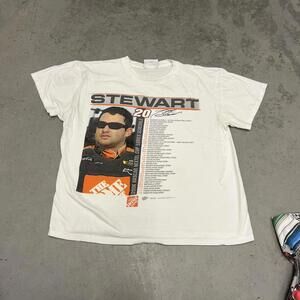 vintage tony stewart nascar racing white home depot shirt